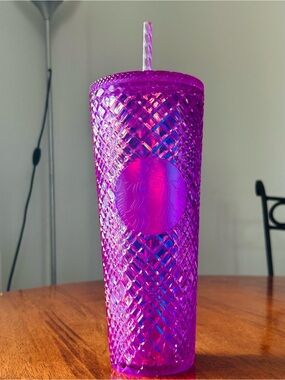 Limited Edition Starbucks Purple Iridescent 24oz Studded Cold Tumbler w/ straw